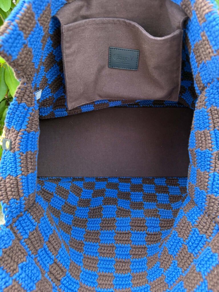 Clare V Summer Simple Tote in Deepblue/Chocolate (Retails for $295)