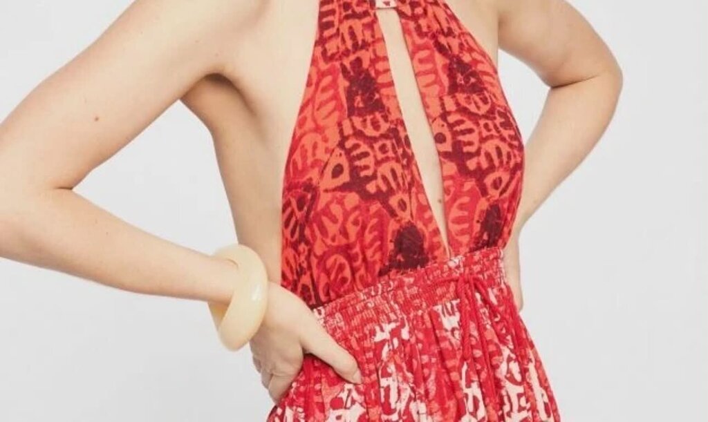 Free People Beach Day Halter Mini Dress - Size Large