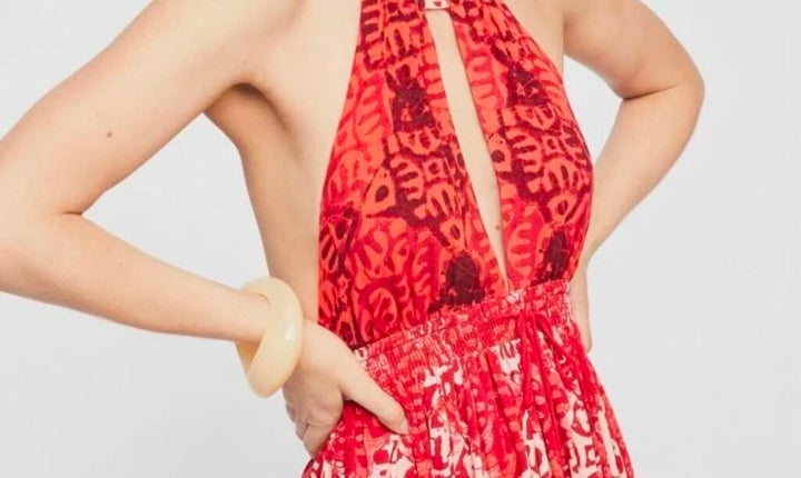 Free People Beach Day Halter Mini Dress - Size Large