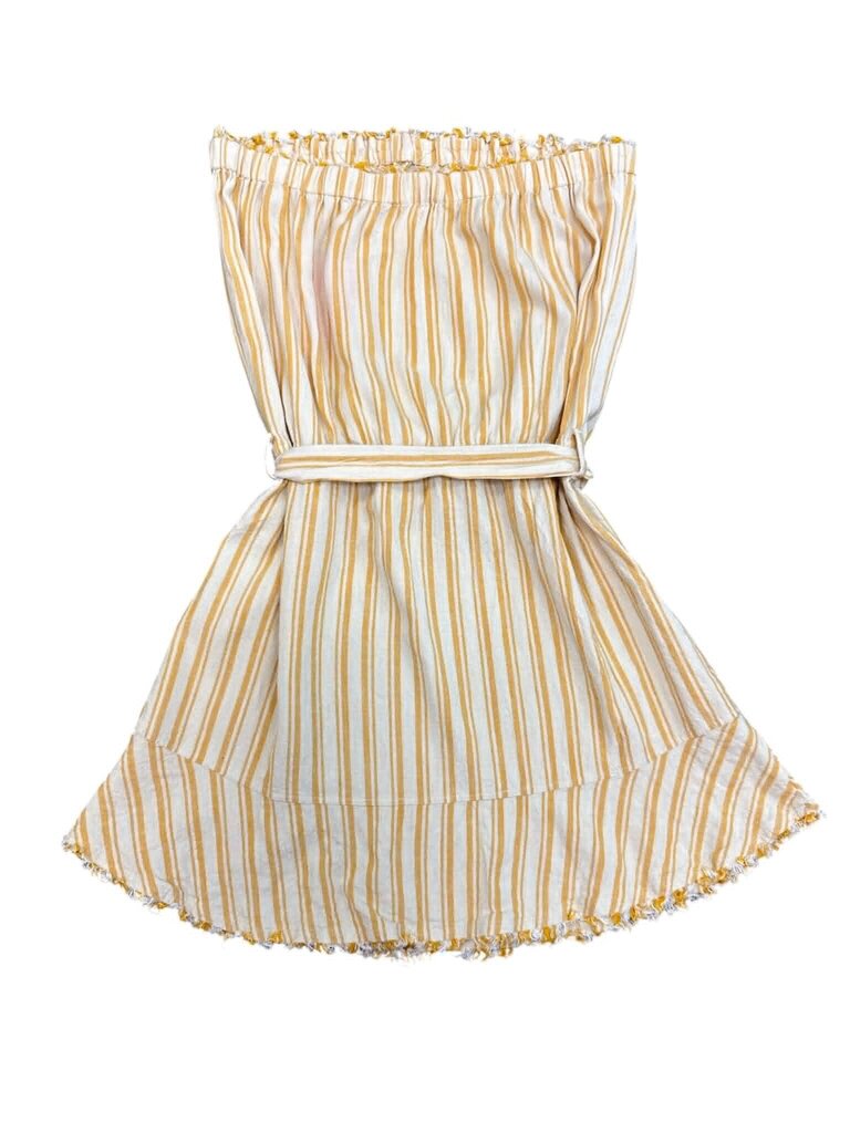Cloth & Stone Fringed Yellow Stripe Strapless Dress - Size Medium