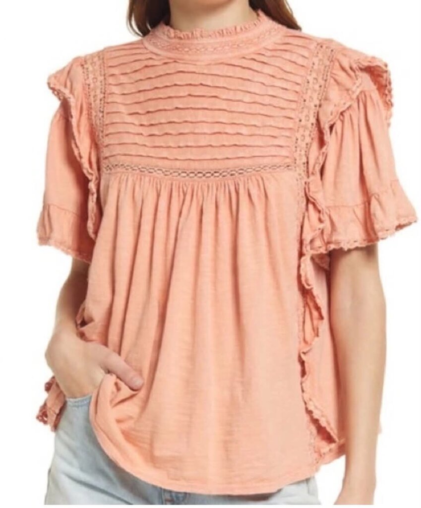 Free People Le Femme Embroidered Top - Size Medium