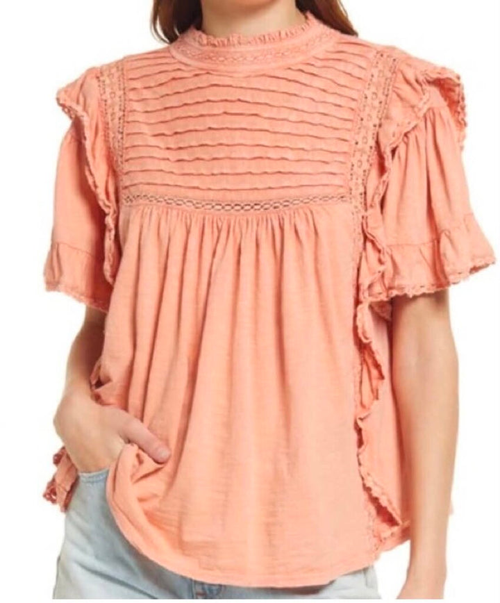 Free People Le Femme Embroidered Top - Size Medium