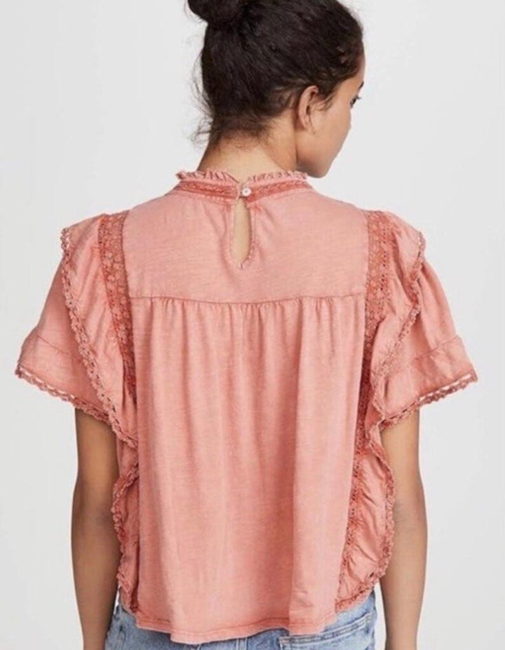 Free People Le Femme Embroidered Top - Size Medium