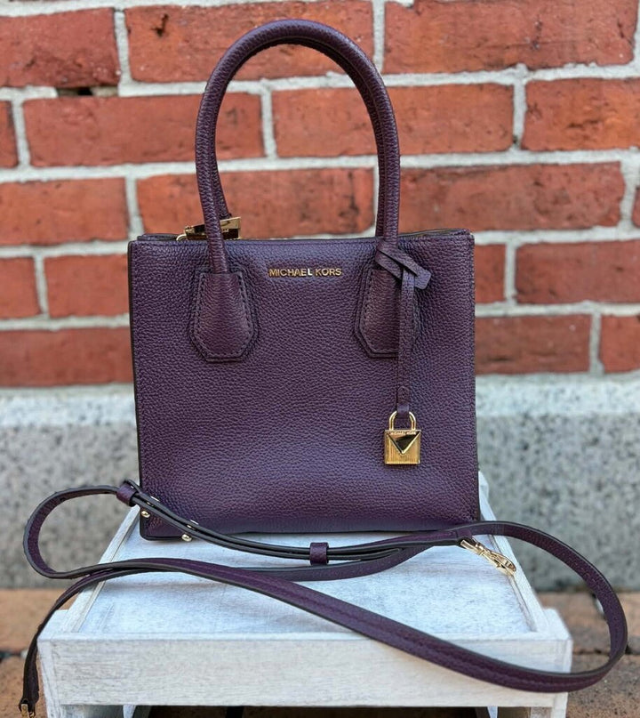 Michael Kors Mercer Crossbody Satchel in Plum - (Retails $228)