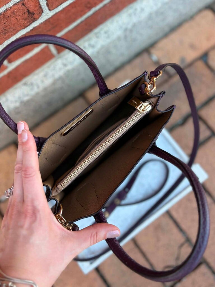 Michael Kors Mercer Crossbody Satchel in Plum - (Retails $228)