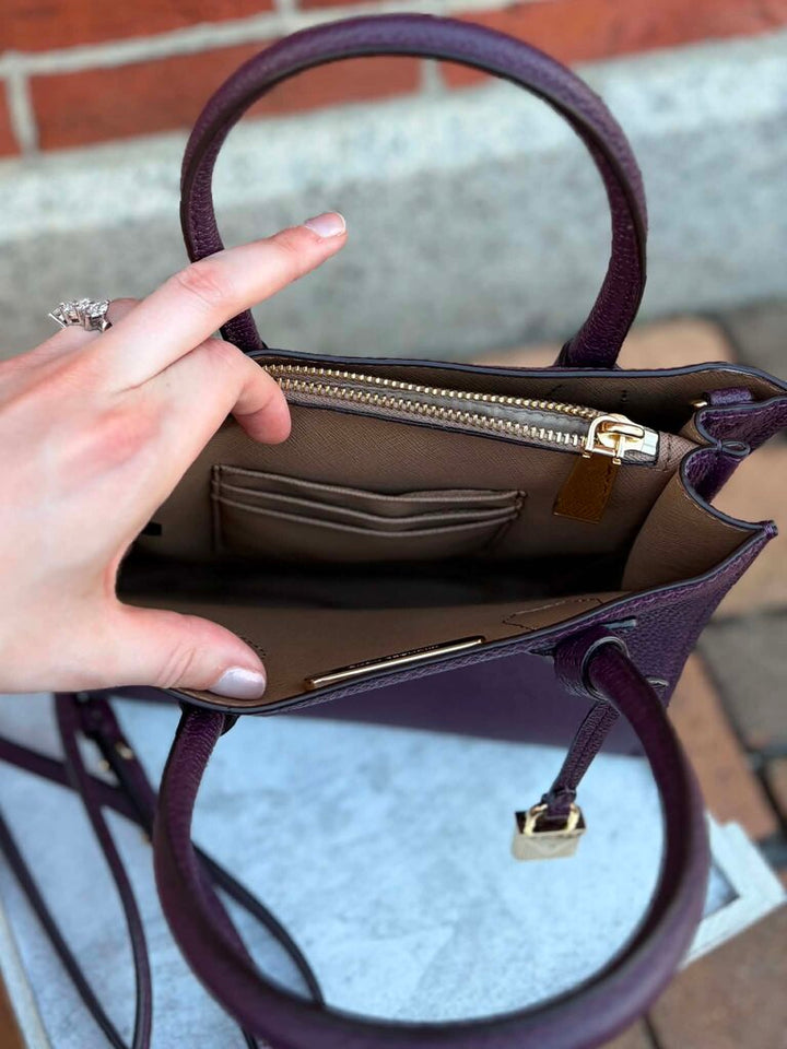 Michael Kors Mercer Crossbody Satchel in Plum - (Retails $228)