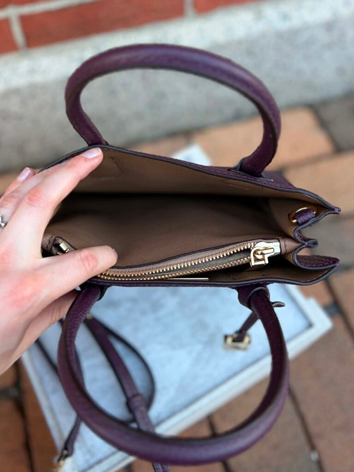 Michael Kors Mercer Crossbody Satchel in Plum - (Retails $228)