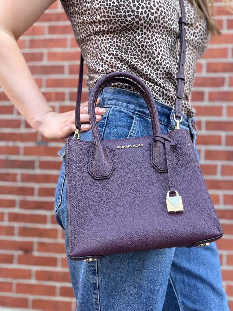 Michael Kors Mercer Crossbody Satchel in Plum - (Retails $228)