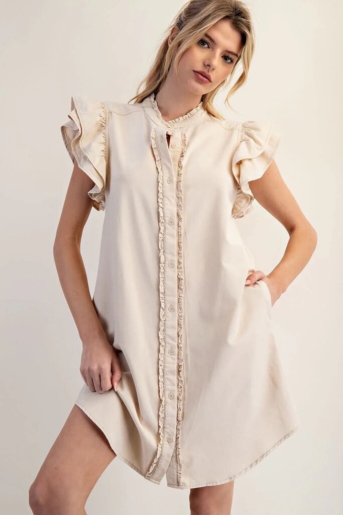 ee:some NWT Snow Washed Button Down Mini Dress - Size Medium
