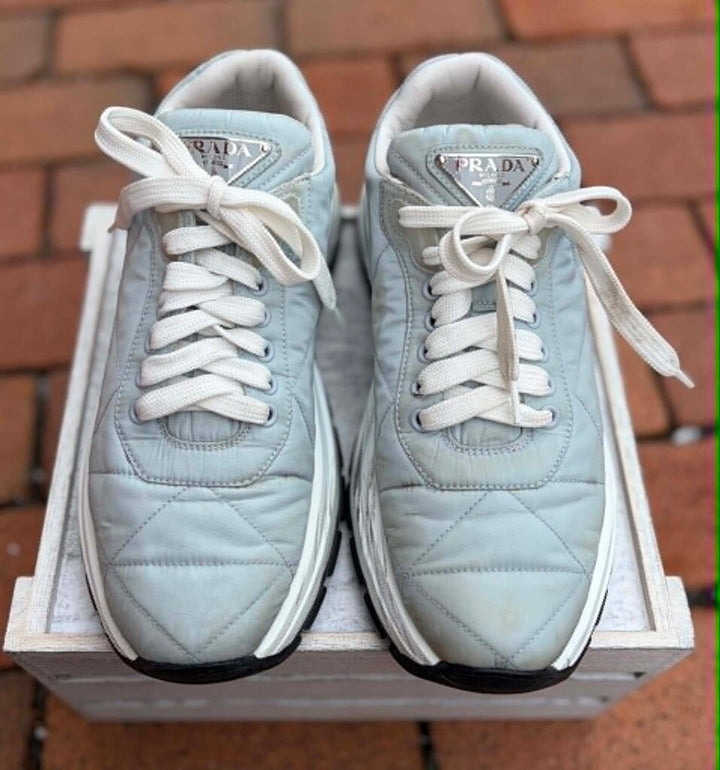 Prada Platform Allacciate Triangle Nylon Platform Sneakers - Size 36.5
