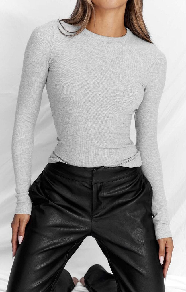 All Things Golden The Luxe Rib Long Sleeve Tee - Size Small