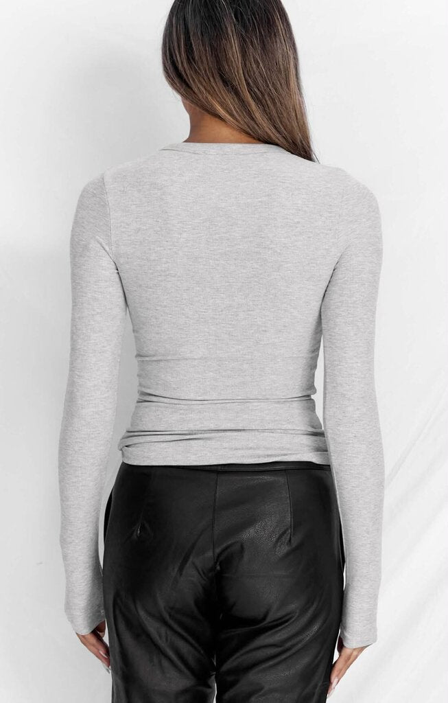 All Things Golden The Luxe Rib Long Sleeve Tee - Size Small