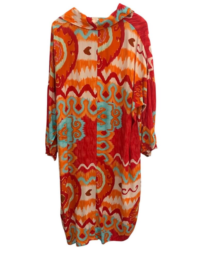 Made in Italy Long Sleeve Collared Abstract Dress - Size M/L