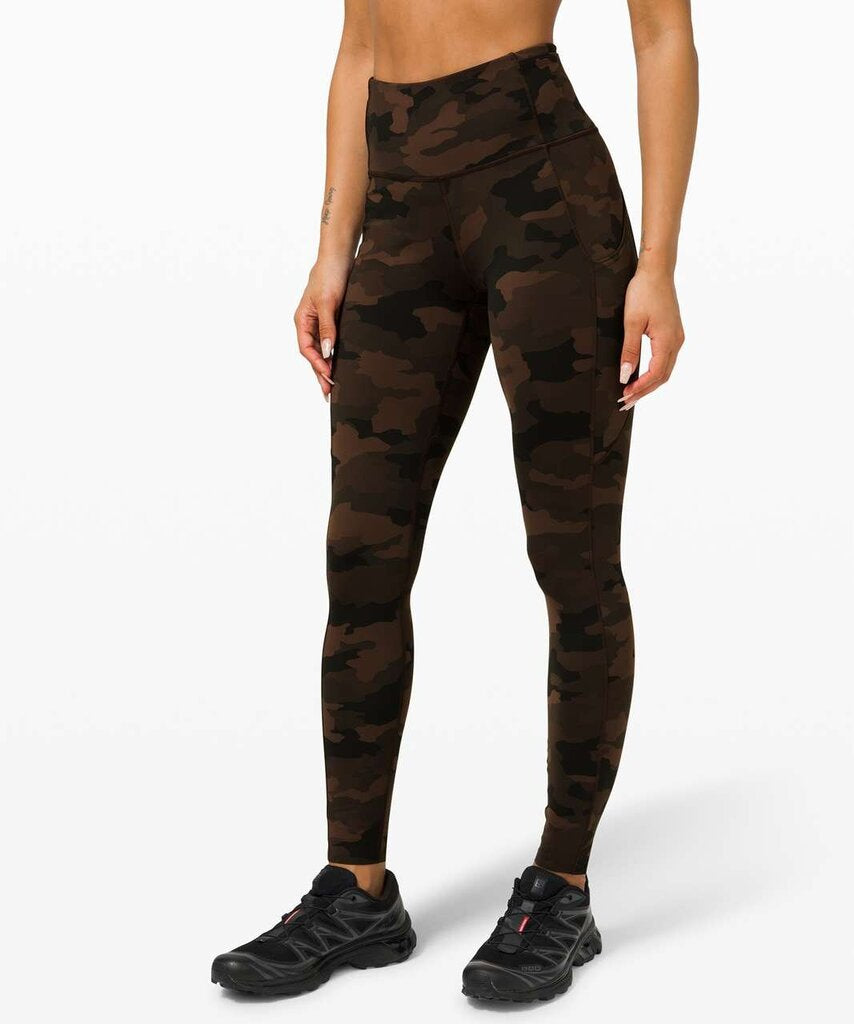 Lululemon Fast and Free Camo Leggings In Brown - Size 8 (Retails for $128)