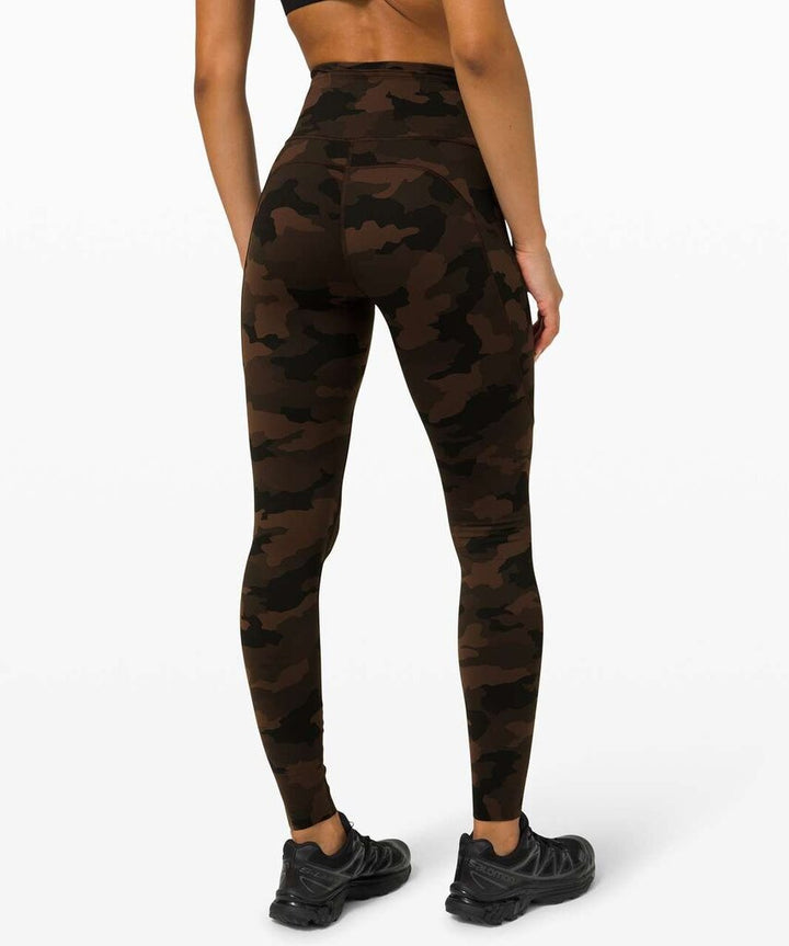 Lululemon Fast and Free Camo Leggings In Brown - Size 8 (Retails for $128)