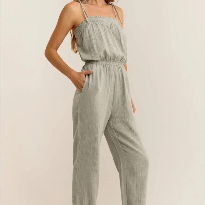 Z Supply Kiara Gauze Jumpsuit In Green - Size Small