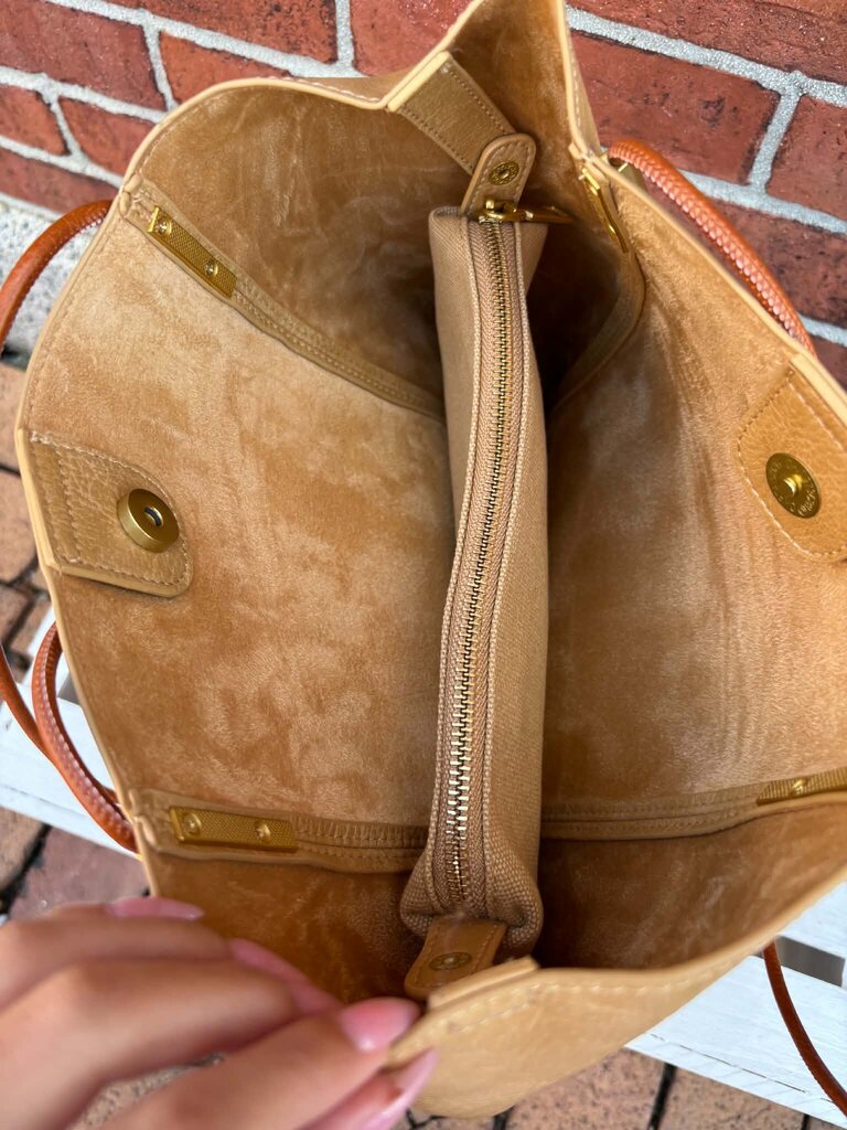 Antik Kraft Leather Tote Bag In Tan