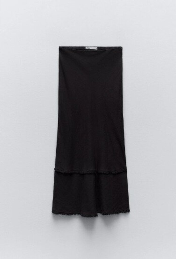 Zara Anthracite Grey Linen Maxi Skirt - Size Medium