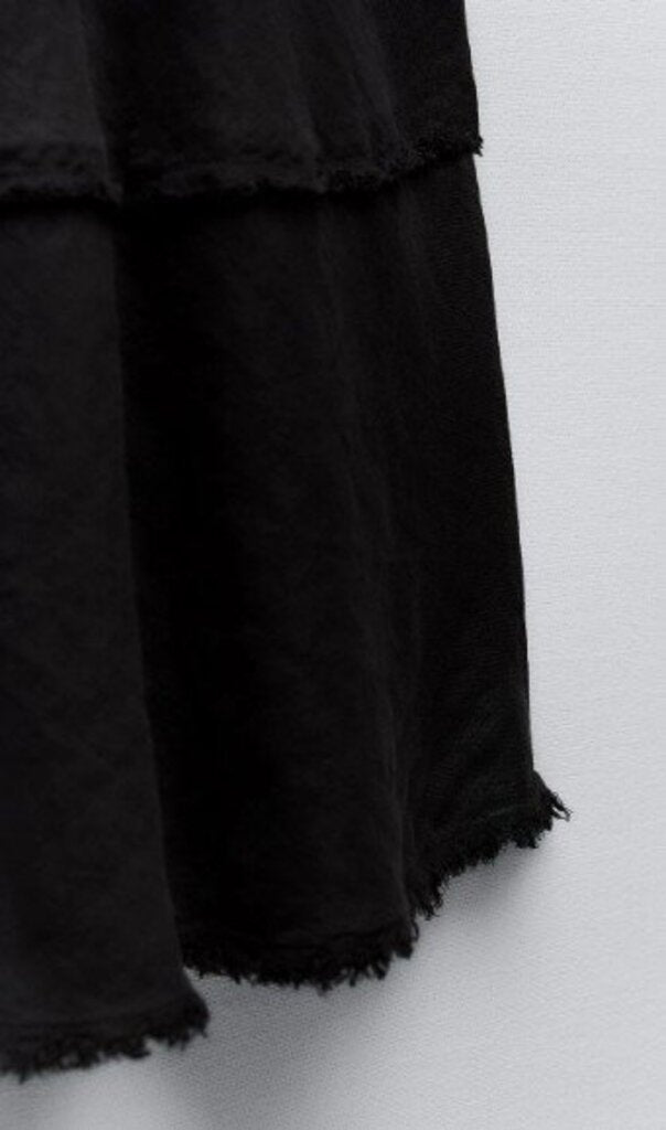 Zara Anthracite Grey Linen Maxi Skirt - Size Medium