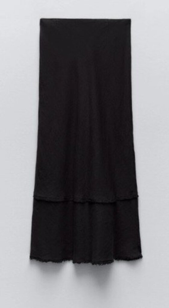 Zara Anthracite Grey Linen Maxi Skirt - Size Medium