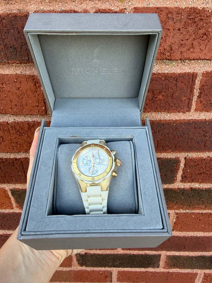 Michele Tahitian Jelly Bean Watch- White (Org. retail $345)