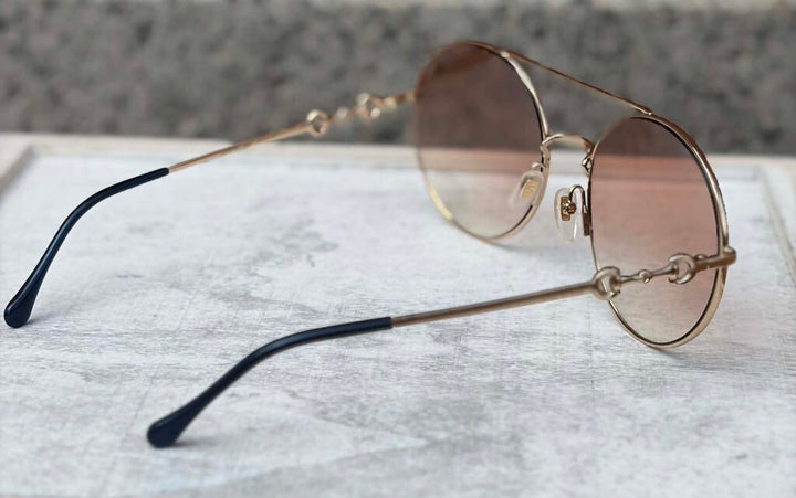 Gucci Round Horsebit Sunnies in Gold (w/ case)