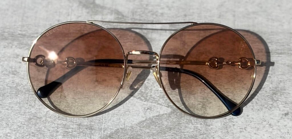 Gucci Round Horsebit Sunnies in Gold (w/ case)