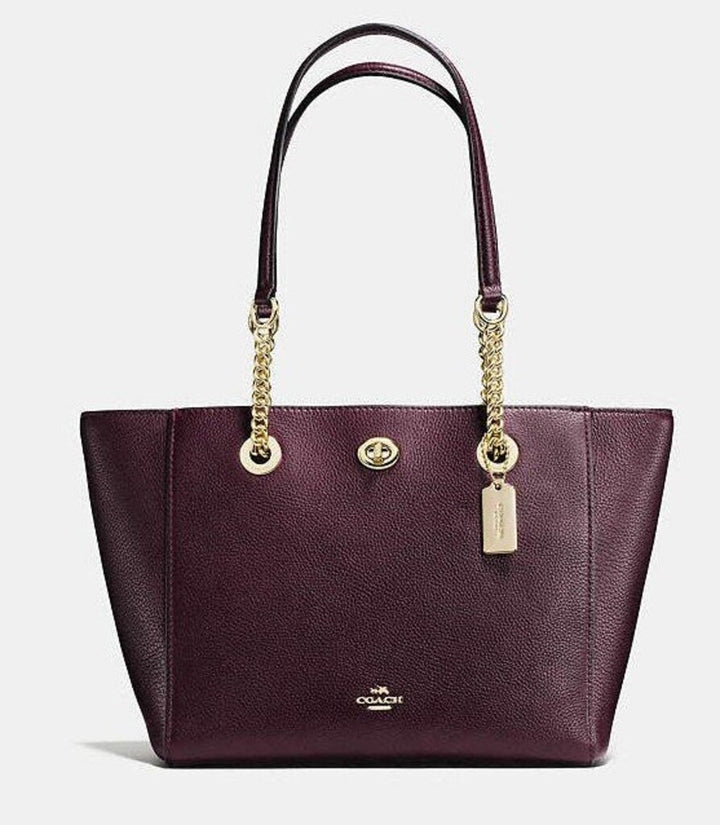 Coach Turnlock Tote in Oxblood