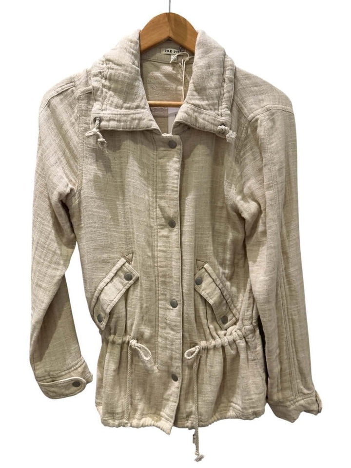Rag Poets Linen Blend Jacket in Beige- Size Small