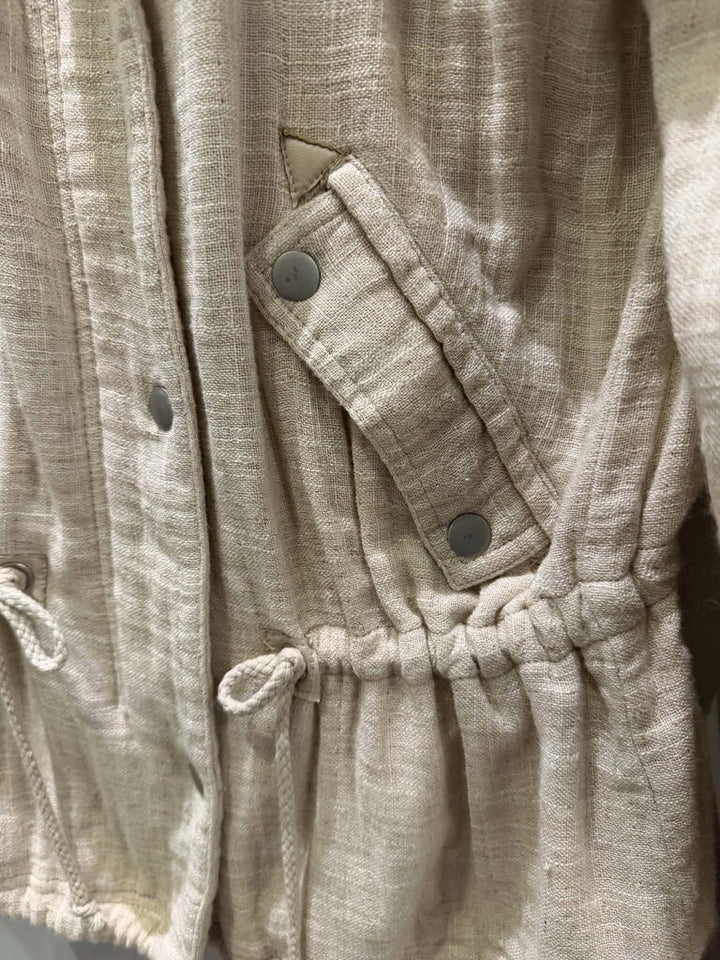 Rag Poets Linen Blend Jacket in Beige- Size Small