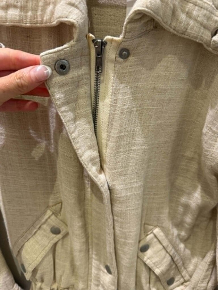 Rag Poets Linen Blend Jacket in Beige- Size Small