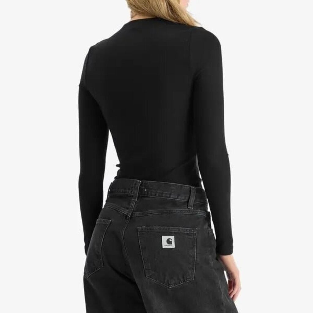 Joah Brown Invisible Zip Long Sleeve Top In Black - Size S/M