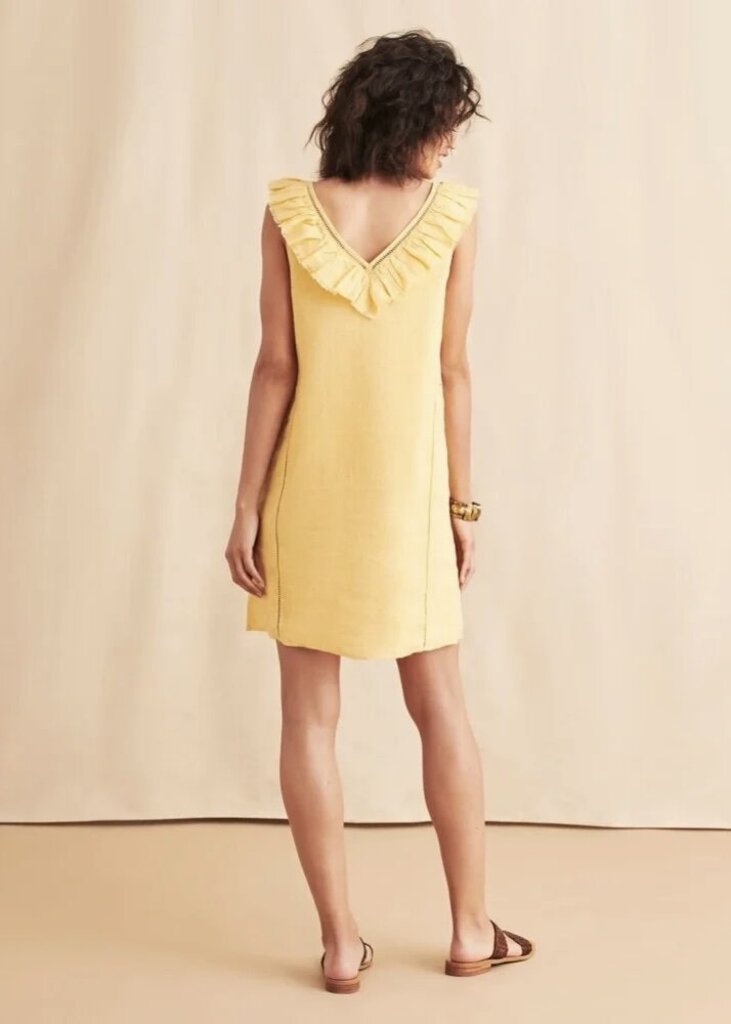 Faherty Ellis Dress In Yellow - Size Small