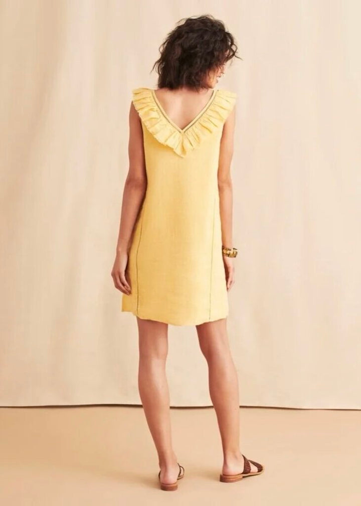 Faherty Ellis Dress In Yellow - Size Small