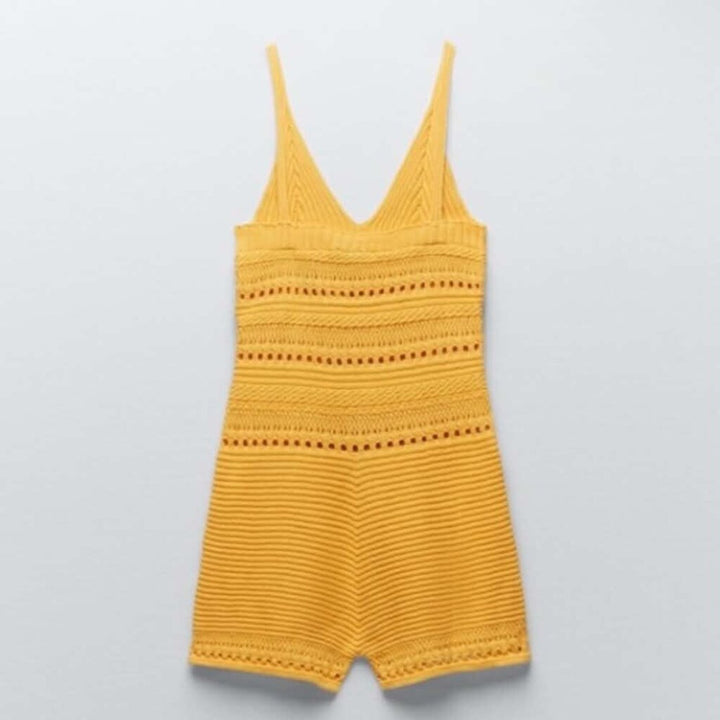 Zara Crochet Romper In Yellow - Size Small