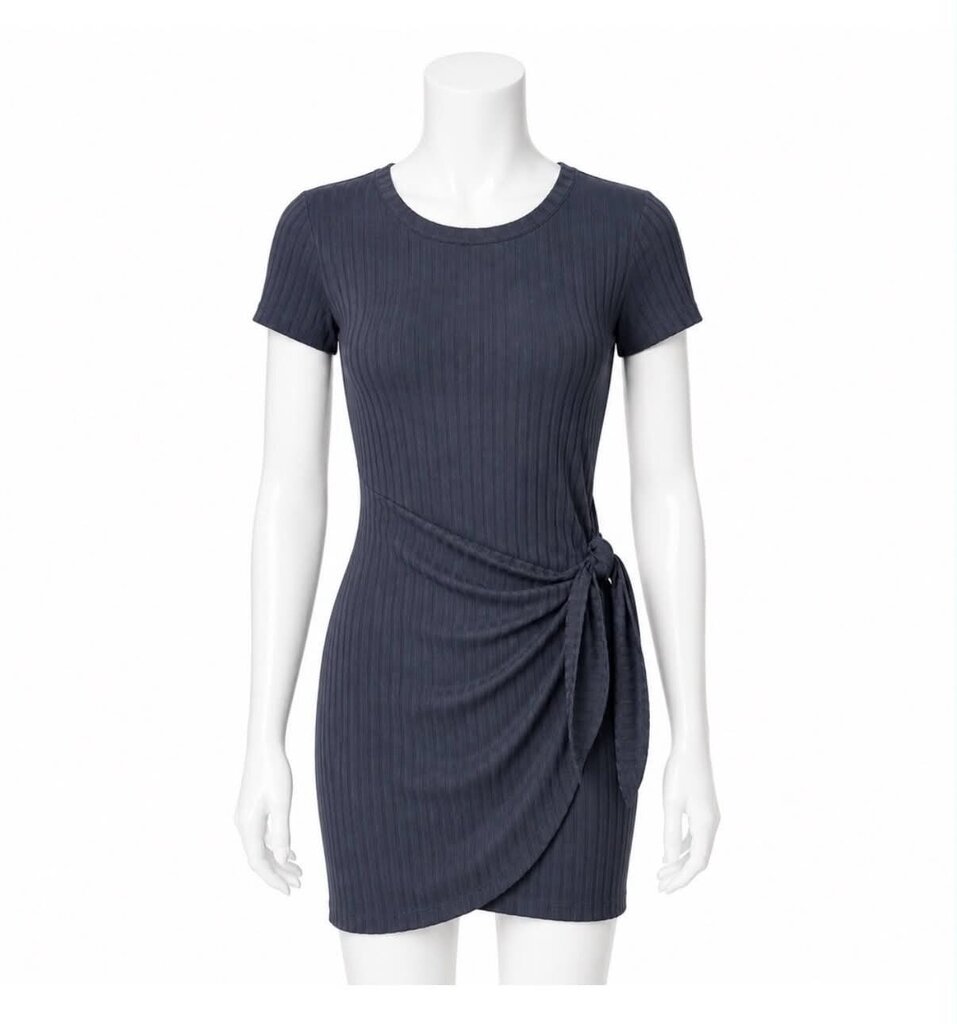 Evereve Ribbed Tie-Waist Mini Dress