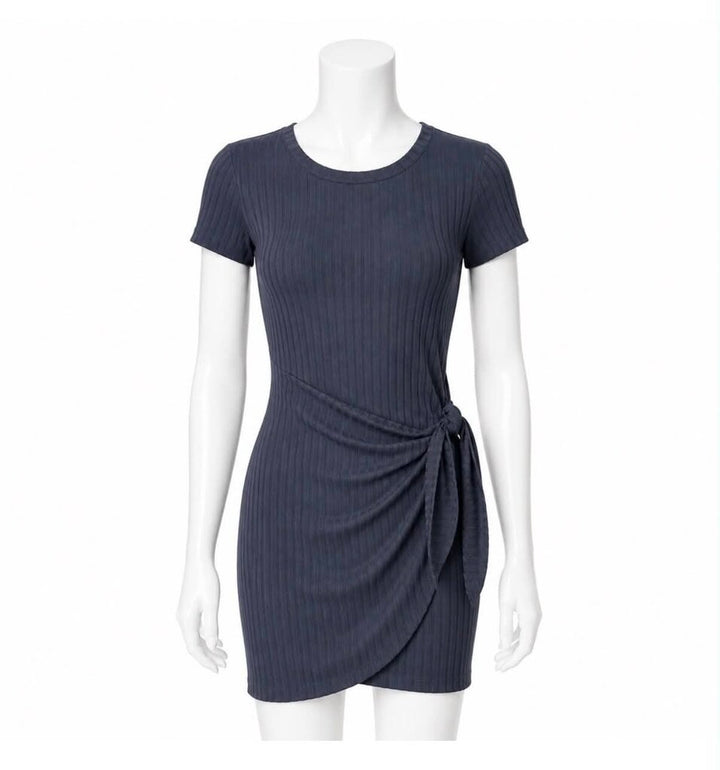 Evereve Ribbed Tie-Waist Mini Dress