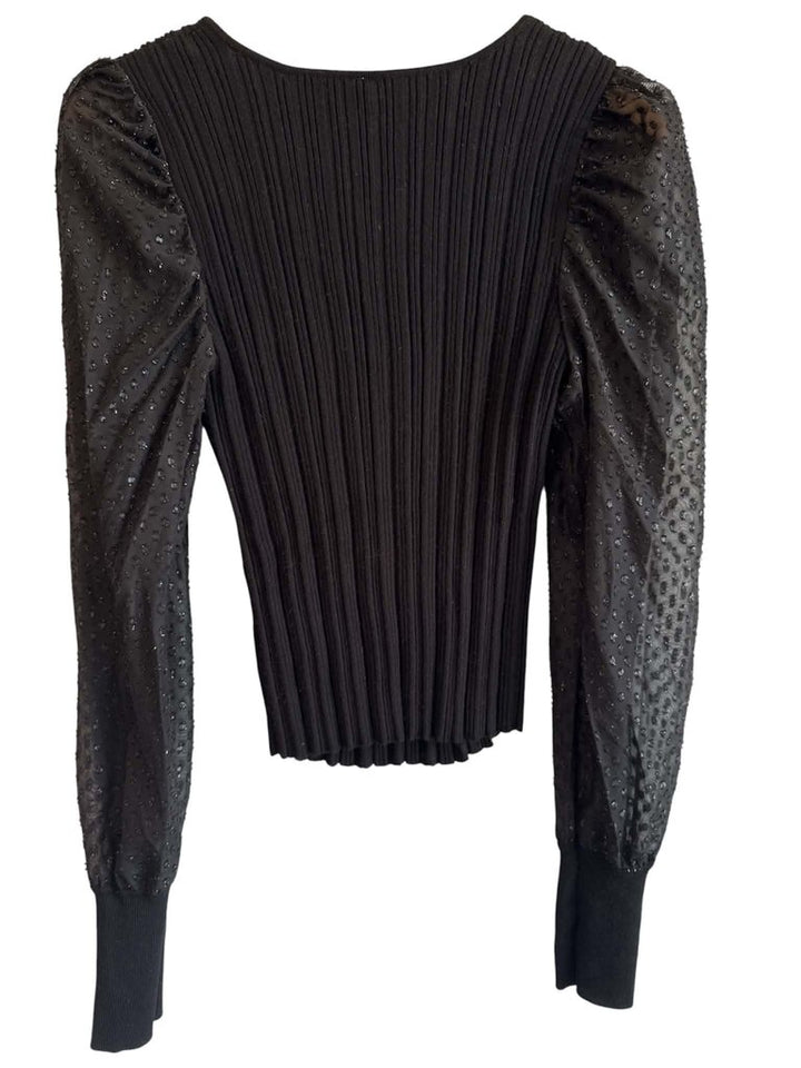Anthropologie Puff-Sleeve Shimmer Sweater