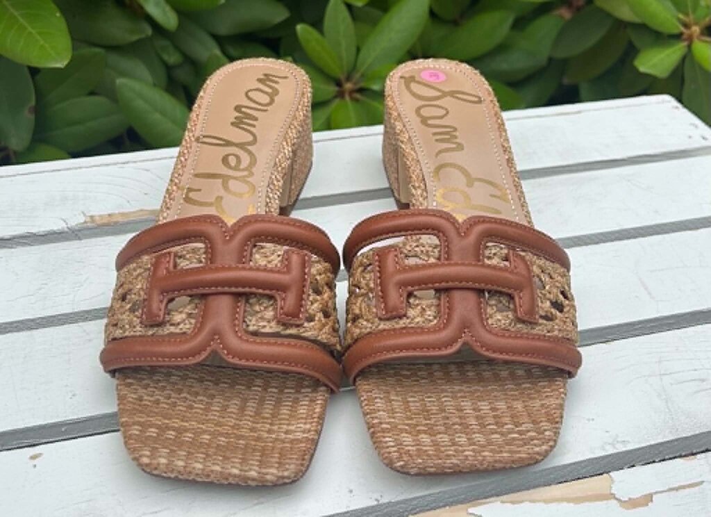 Sam Edelman Waylon Weave Block-Heel Sandals - Size 6