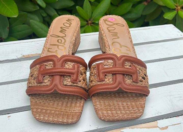 Sam Edelman Waylon Weave Block-Heel Sandals - Size 6
