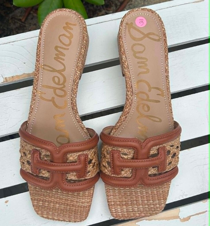 Sam Edelman Waylon Weave Block-Heel Sandals - Size 6