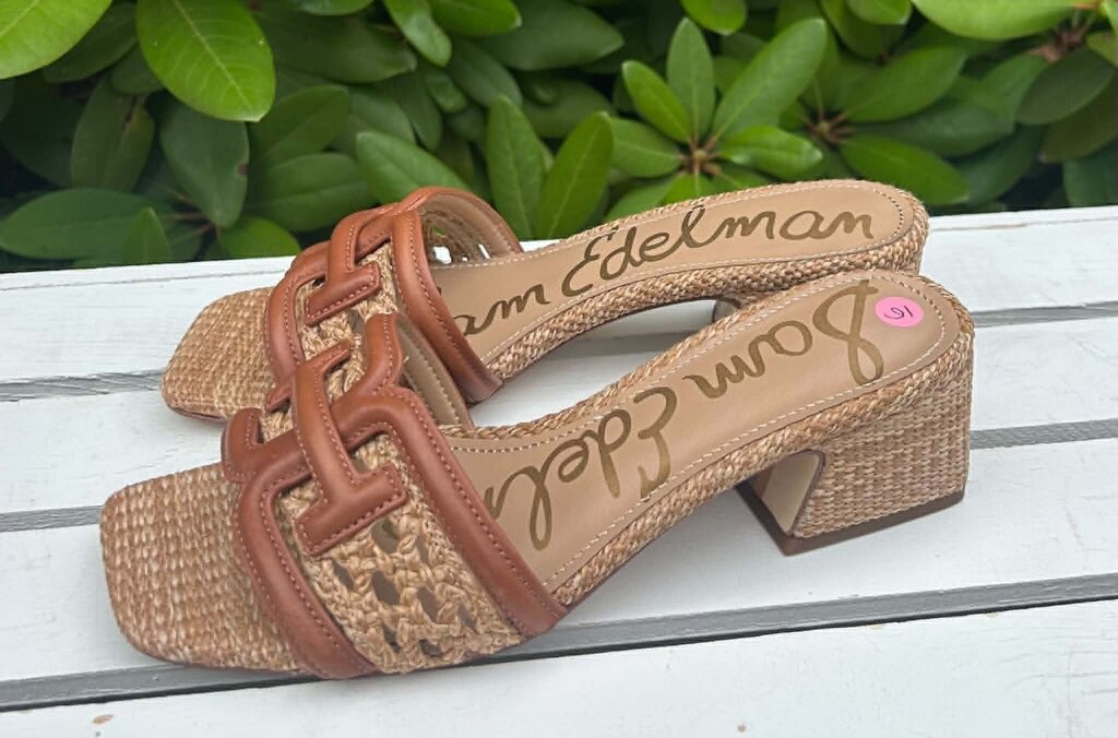 Sam Edelman Waylon Weave Block-Heel Sandals - Size 6