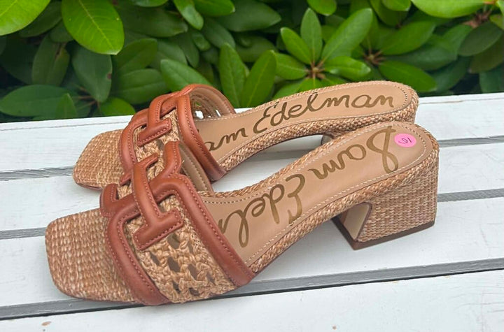 Sam Edelman Waylon Weave Block-Heel Sandals - Size 6