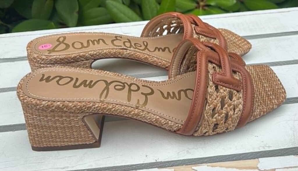 Sam Edelman Waylon Weave Block-Heel Sandals - Size 6