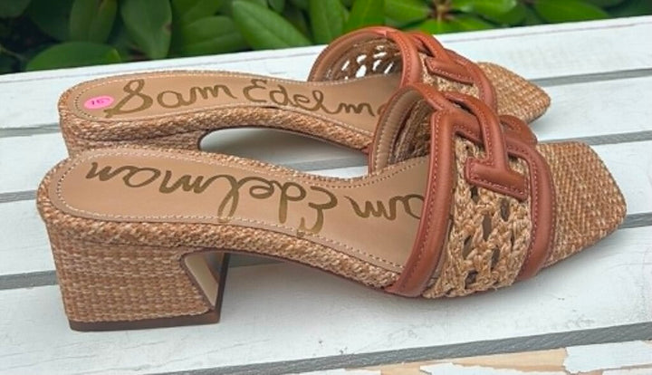 Sam Edelman Waylon Weave Block-Heel Sandals - Size 6