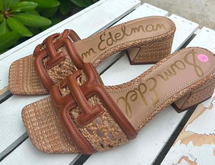 Sam Edelman Waylon Weave Block-Heel Sandals - Size 6