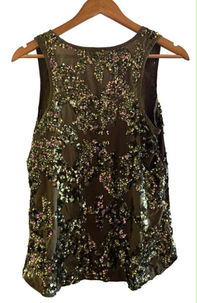 J Crew Sequin Tank Top In Green - Size 6