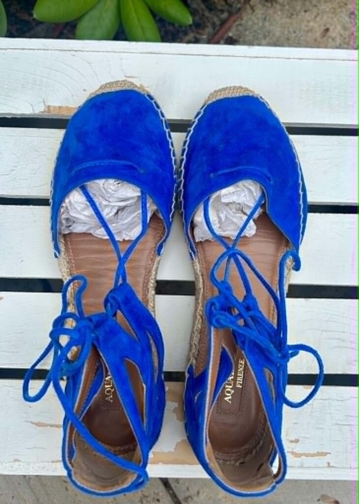 Aquazzura Belgravia Suede Espadrilles Sandals - Size 38