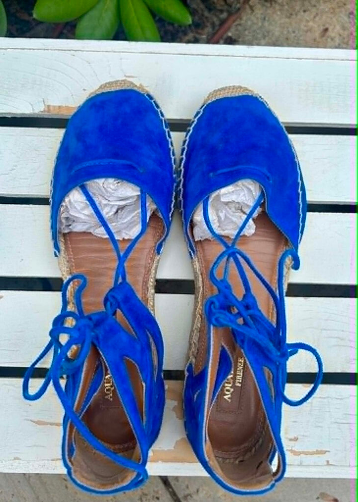 Aquazzura Belgravia Suede Espadrilles Sandals - Size 38