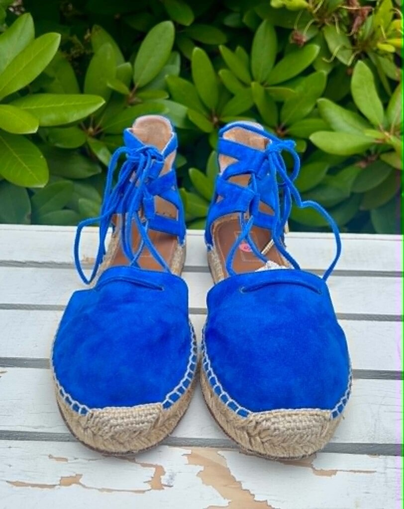 Aquazzura Belgravia Suede Espadrilles Sandals - Size 38